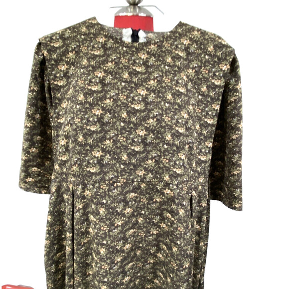 Amish Mennonite Brown Cape Dress 3/4 Sleeve Handmade Bust 44" Length 46" Belted - Picture 2 of 7